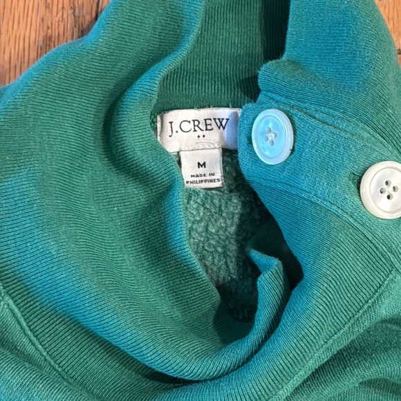 J. Crew | Button Collar Sweatshirt | size M | Green - Picture 4 of 6